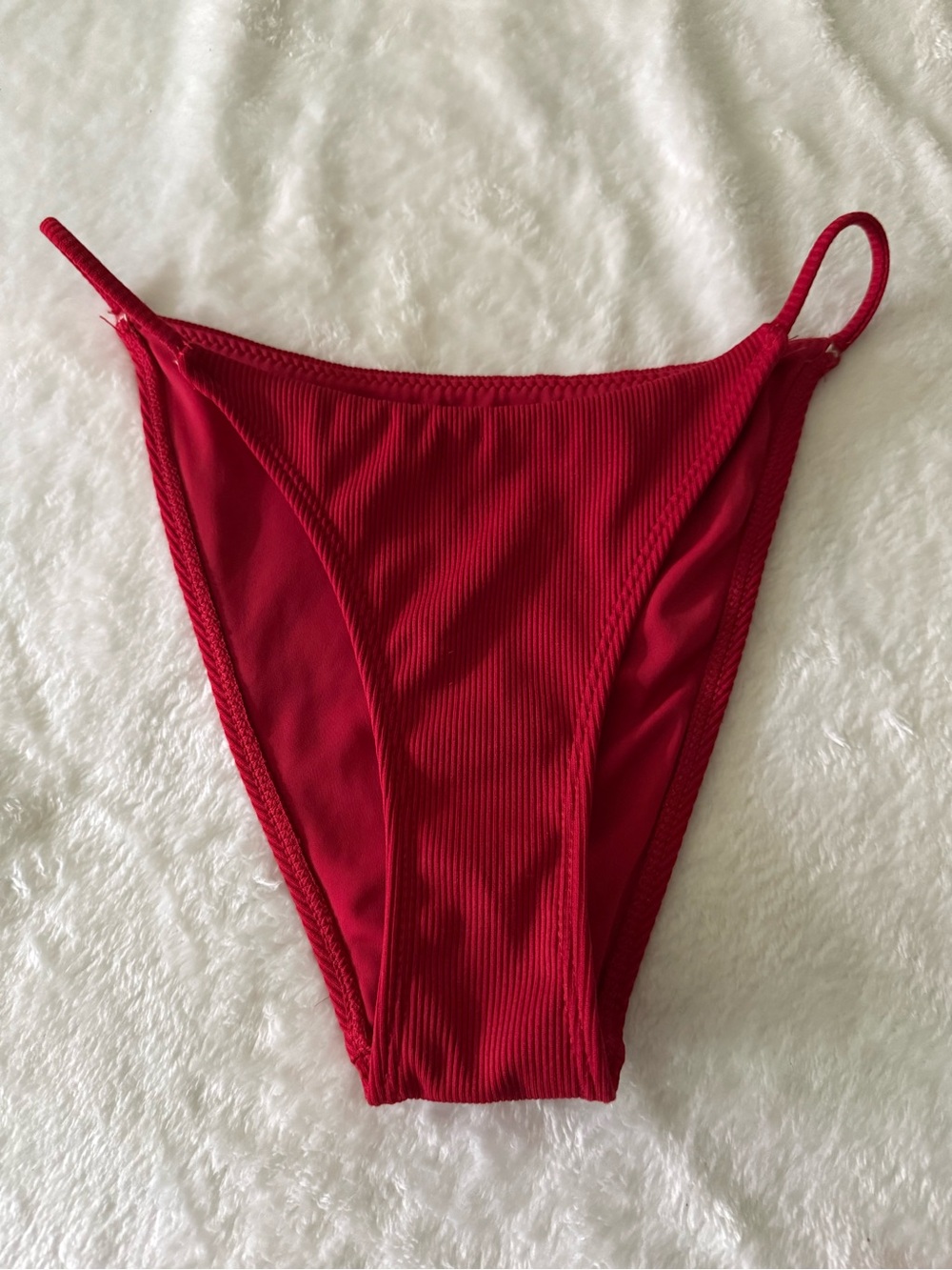 LA Hearts by PACSUN Red Ribbed Bikini Bottom XS Swim